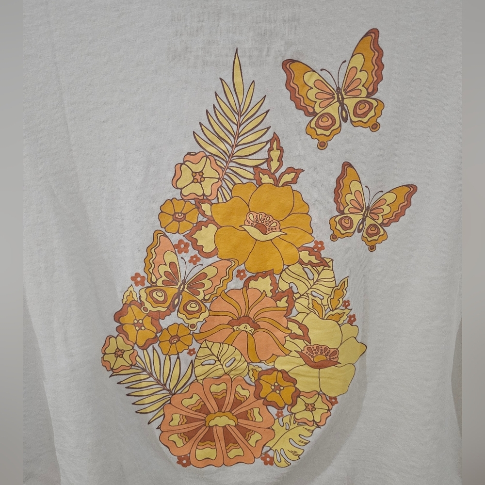The Volcom Womens Sun Keep Trim T-Shirt in White  Sz M  NWT - Picture 5 of 9